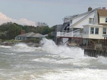 Long Island Sound waves crash against the shore